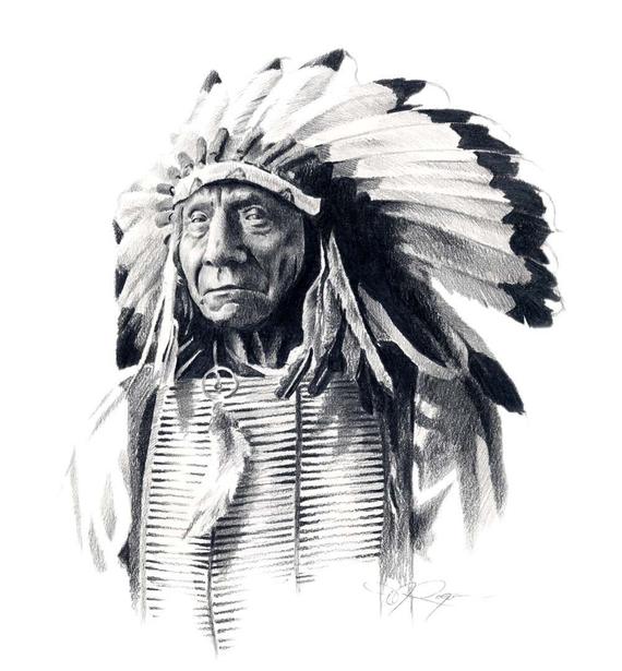 Indian Chief Sketch at PaintingValley.com | Explore collection of ...