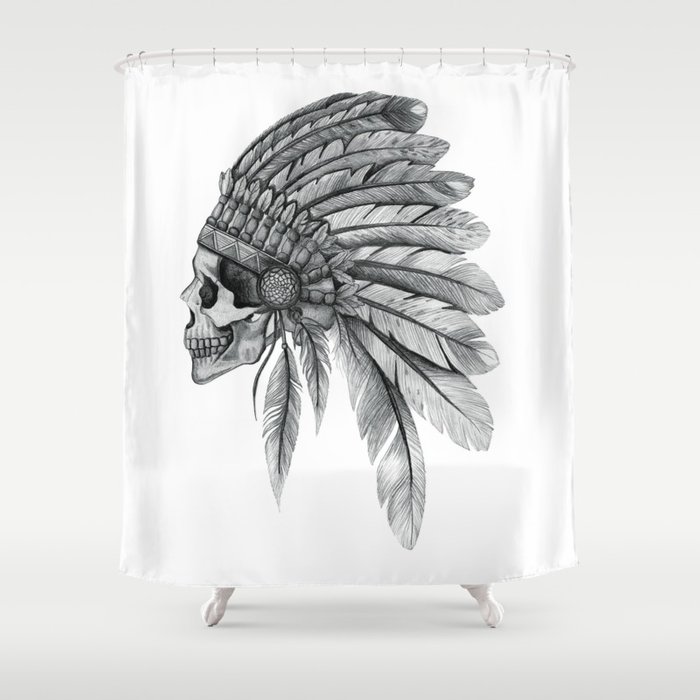 700x700 Indian Chief Skull Shower Curtain By Nzfinch Society6 - Indian Chief Sketch