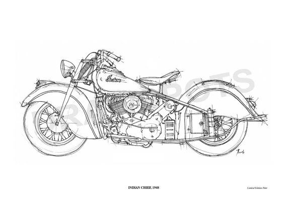 570x403 Indian Chief 1948 Original Handmade Drawing Fine Print, 11.5x16 - Indian Chief Sketch