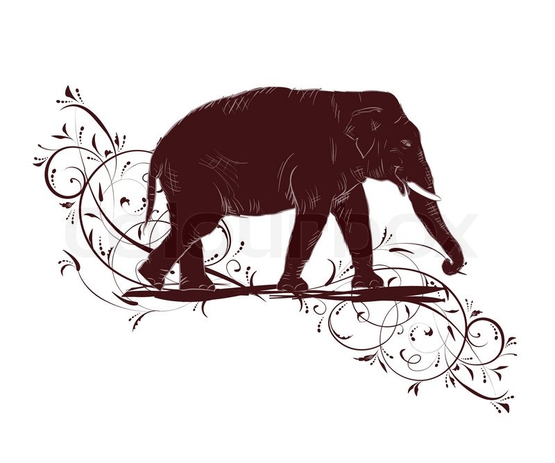 800x667 Elephant Sketch Decorated Floral Design Stock Vector Colourbox - Indian Elephant Sketch