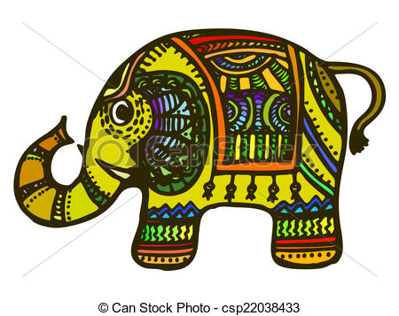 450x357 Hand Drawn, Cartoon, Sketch Illustration Of Indian Decorative - Indian Elephant Sketch
