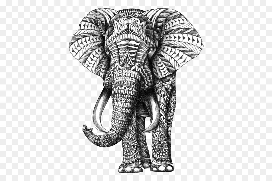 900x600 Indian Elephant Drawing Ornament Sketch - Indian Elephant Sketch
