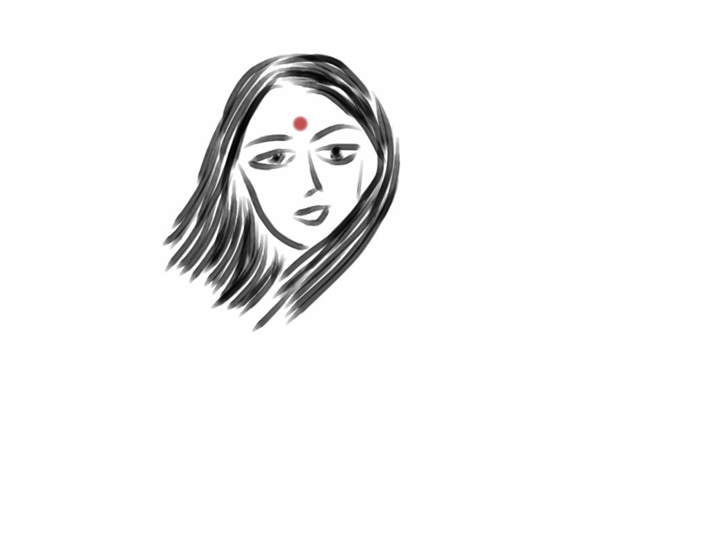 1024x768 Indian Woman Sensiblystupid - Indian Face Sketch