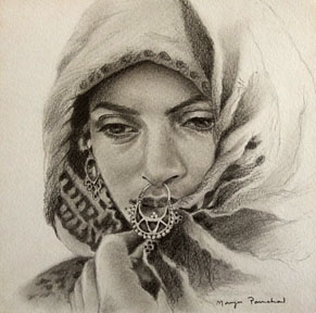 291x288 Paintings And Drawings By Manju Panchal Sketching A Portrait - Indian Face Sketch