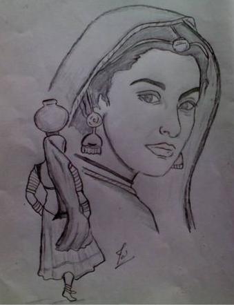 339x442 Pencil Sketches Amp Painting Indian Women - Indian Face Sketch