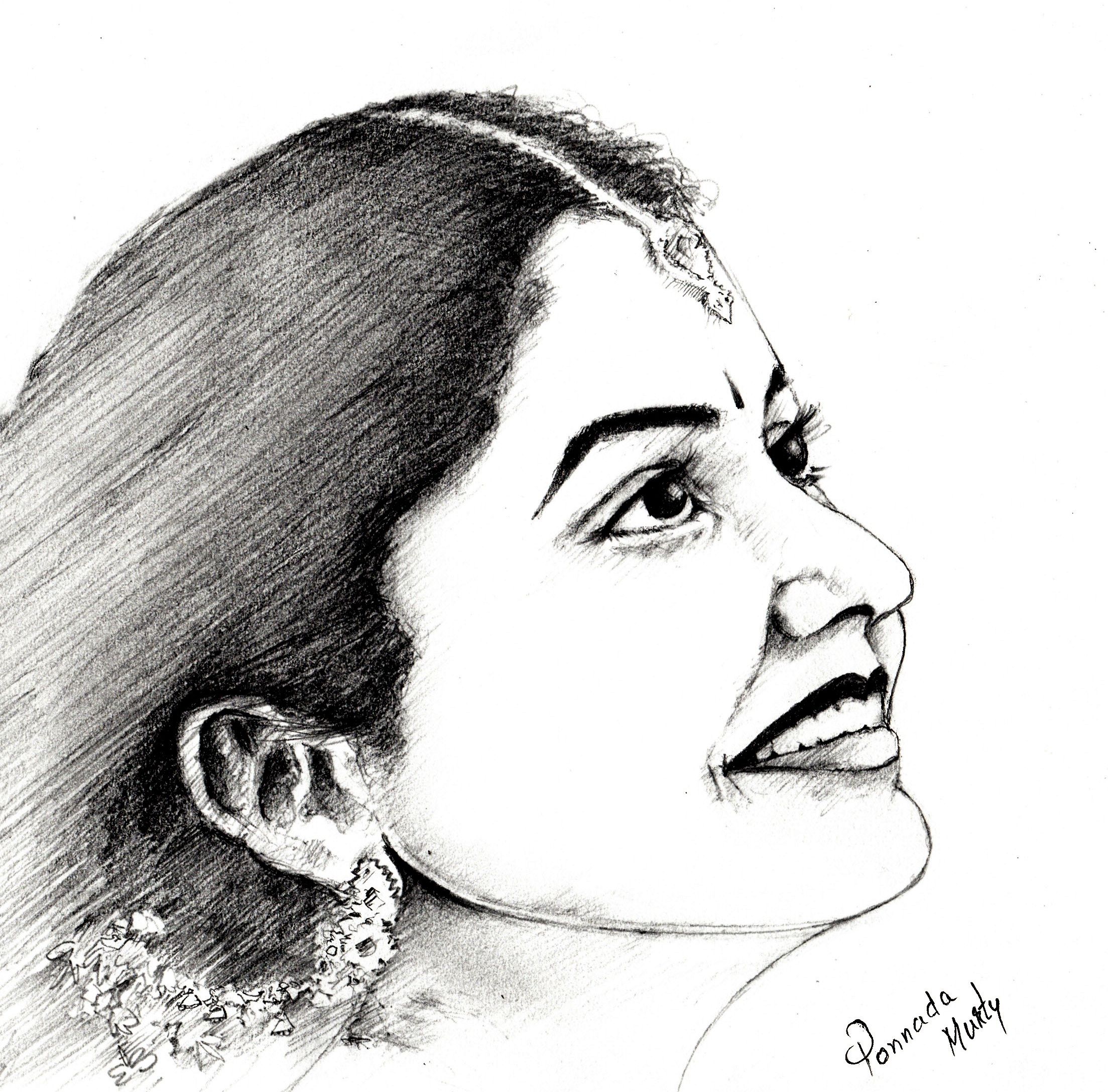 2207x2176 Pencil Sketch Of A Traditional Indian Girl. Portraits - Indian Face Sketch
