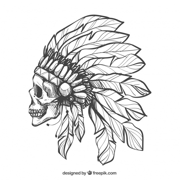 626x626 Indian Skull Vectors, Photos And Psd Files Free Download - Indian Feather Sketch