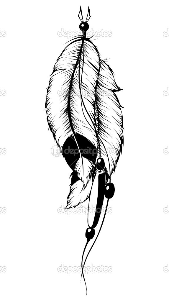 573x1024 Forearm Feather Tattoo Ideas - Indian Feather Sketch