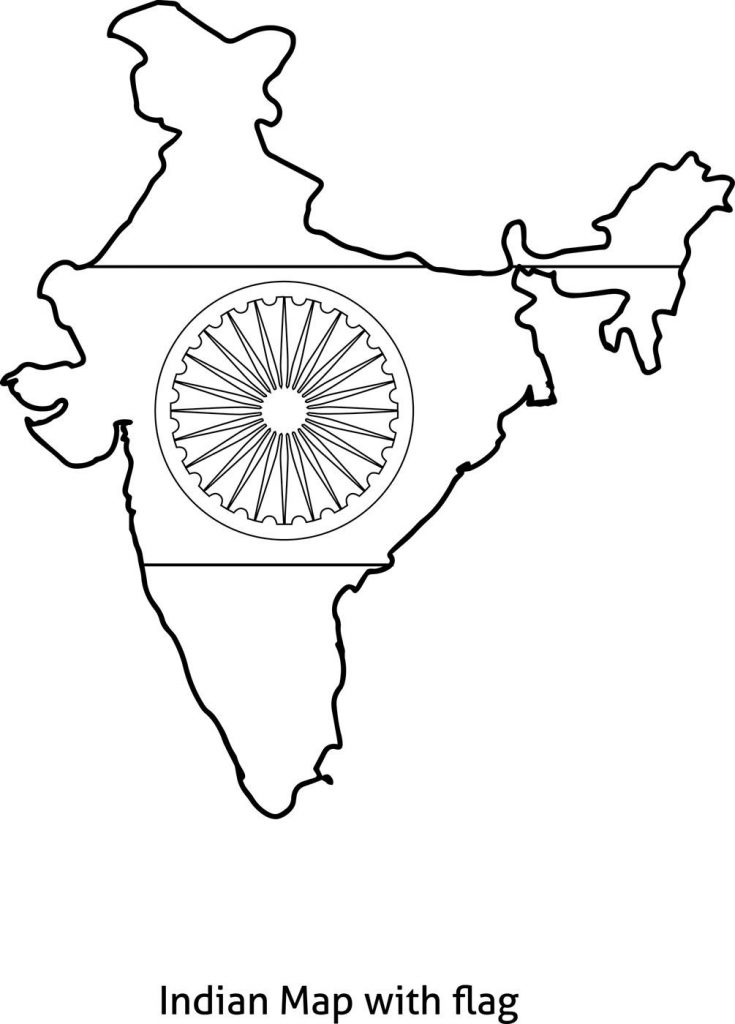 735x1024 India Flag Drawing Hargasecondhp - Indian Flag Sketch