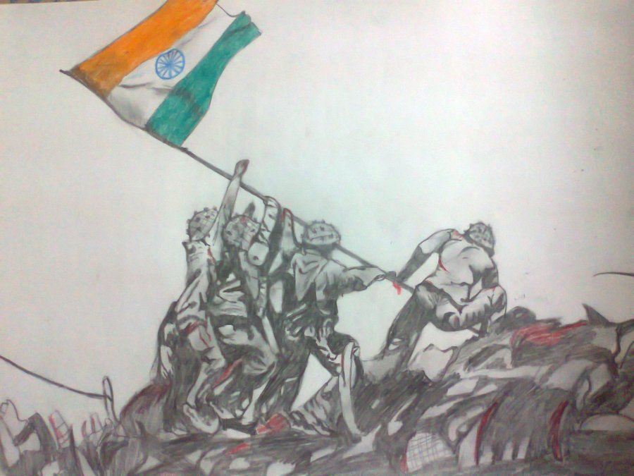 Indian Flag Sketch at PaintingValley.com | Explore collection of Indian ...