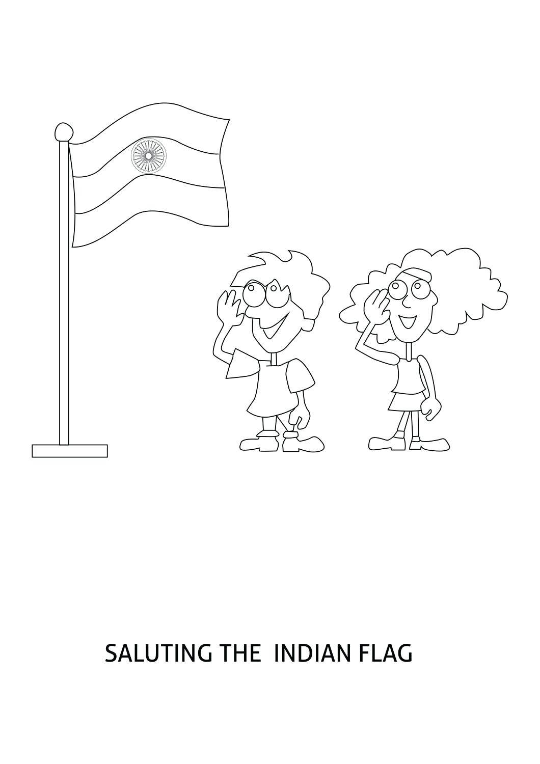 1060x1500 Collection Of Indian Independence Day Coloring Pages Download - Indian Flag Sketch