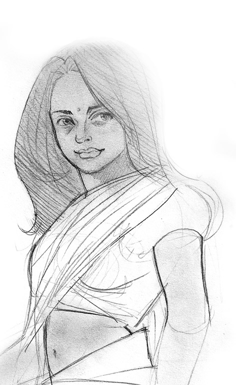 473x770 Indian Girl Sketch By Acorna252525 - Indian Girl Sketch