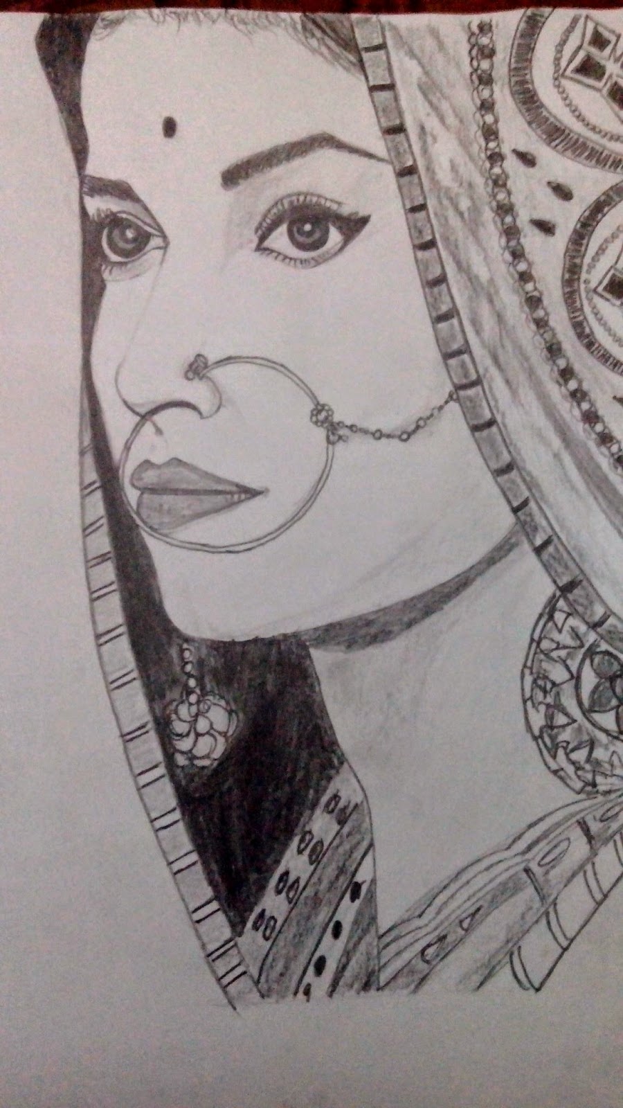 900x1600 Niknet Arts Pencil Sketch Of Indian Girl - Indian Girl Sketch