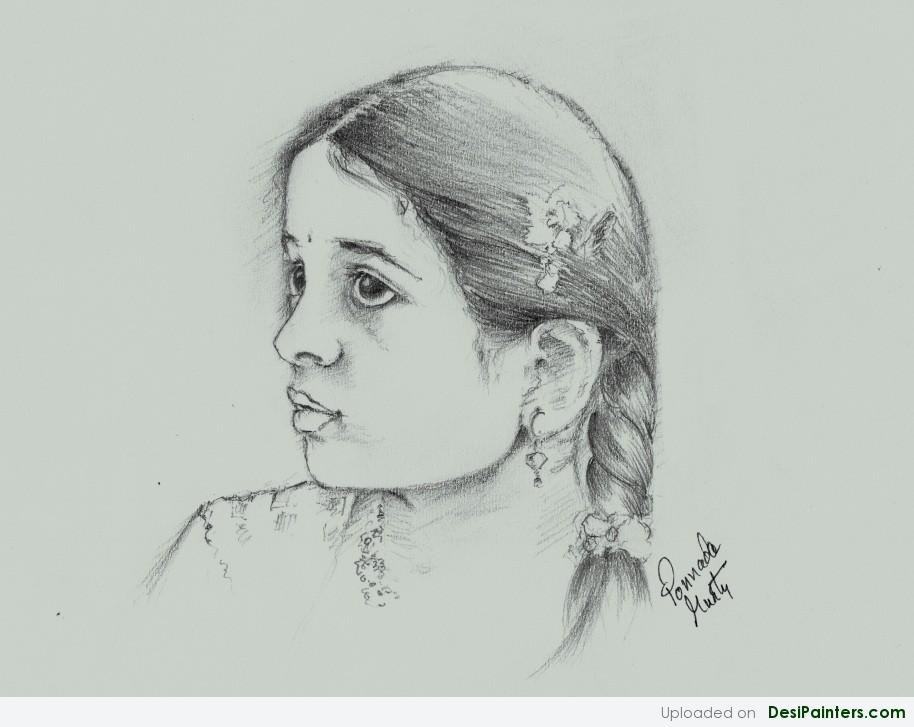 914x727 Pencil Sketch Of Indian Teenage Girl - Indian Girl Sketch