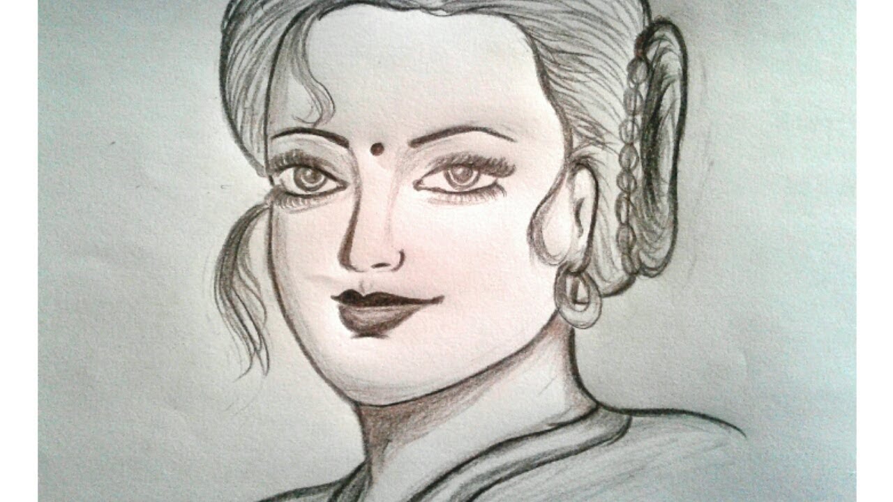 1280x720 Simple Trick)how To Draw A Traditional Indian Girl Sketch How To - Indian Girl Sketch