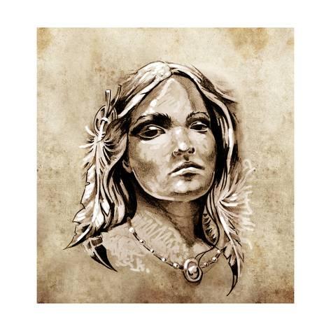 473x473 Sketch Of Tattoo Art, Lovely And Passionate Look From A Tent Of - Indian Girl Sketch