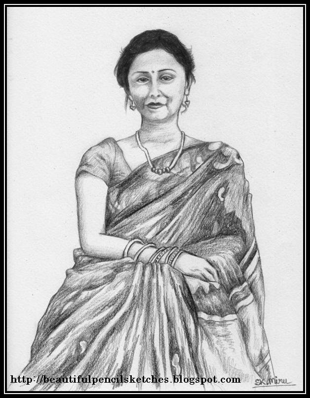 628x806 Beautiful Pencil Sketches Indian Woman In Saree Perhaps My Most - Indian Girl Sketch