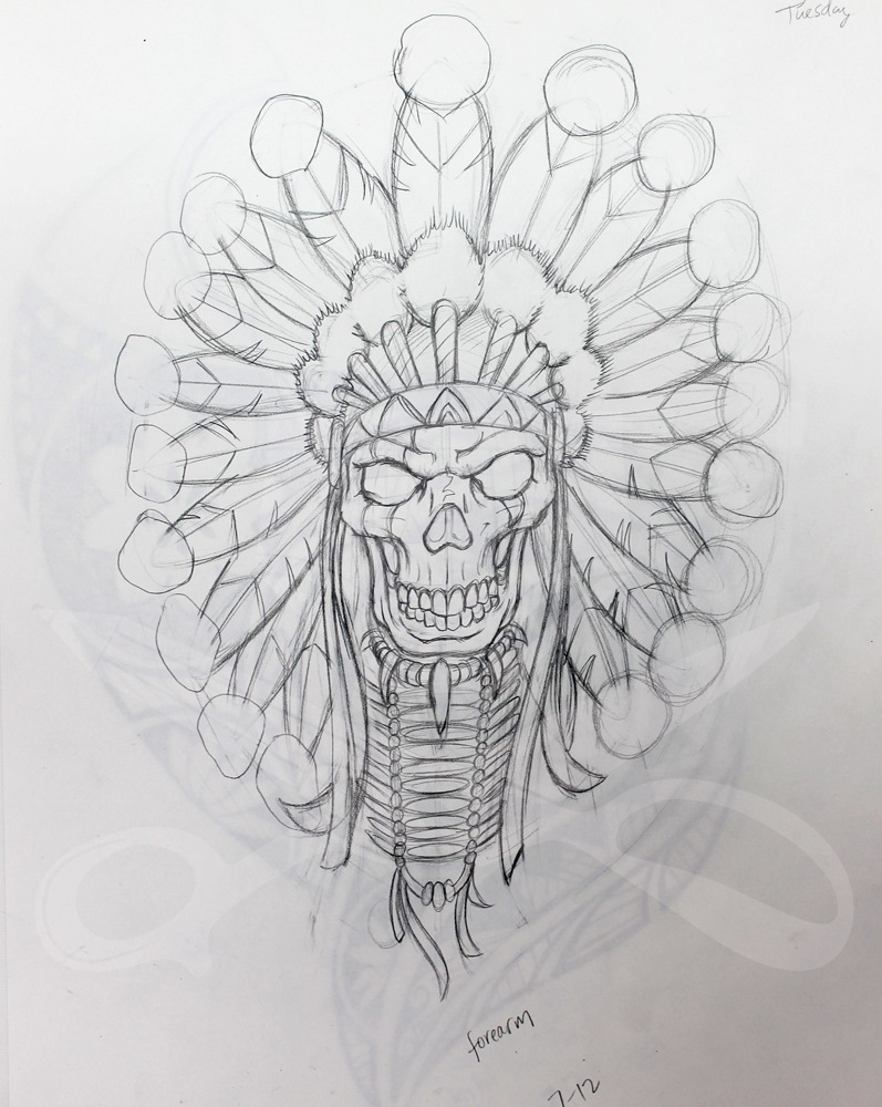 797x1000 Indian Head Skull Hautedraws - Indian Head Sketch