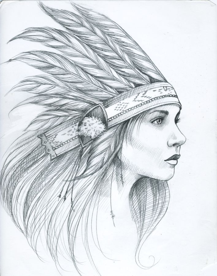 Indian Head Sketch at PaintingValley.com | Explore collection of Indian ...