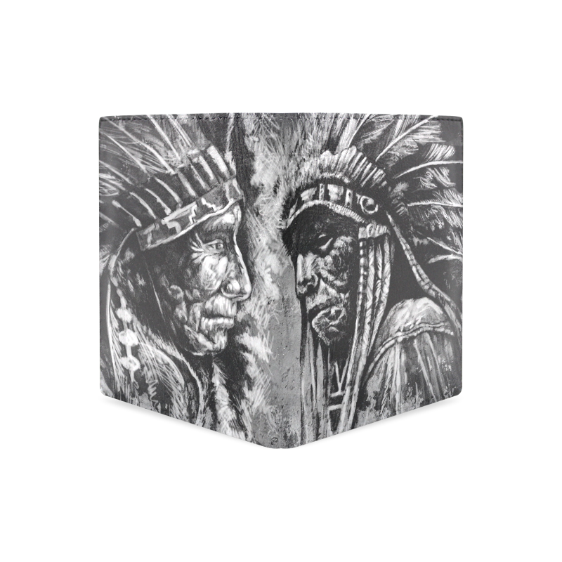 800x800 Psylocke Genuine Leather Wallet With Native American Indian Head - Indian Head Sketch