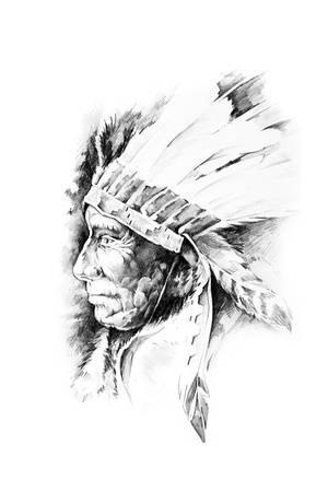 Indian Head Sketch at PaintingValley.com | Explore collection of Indian ...