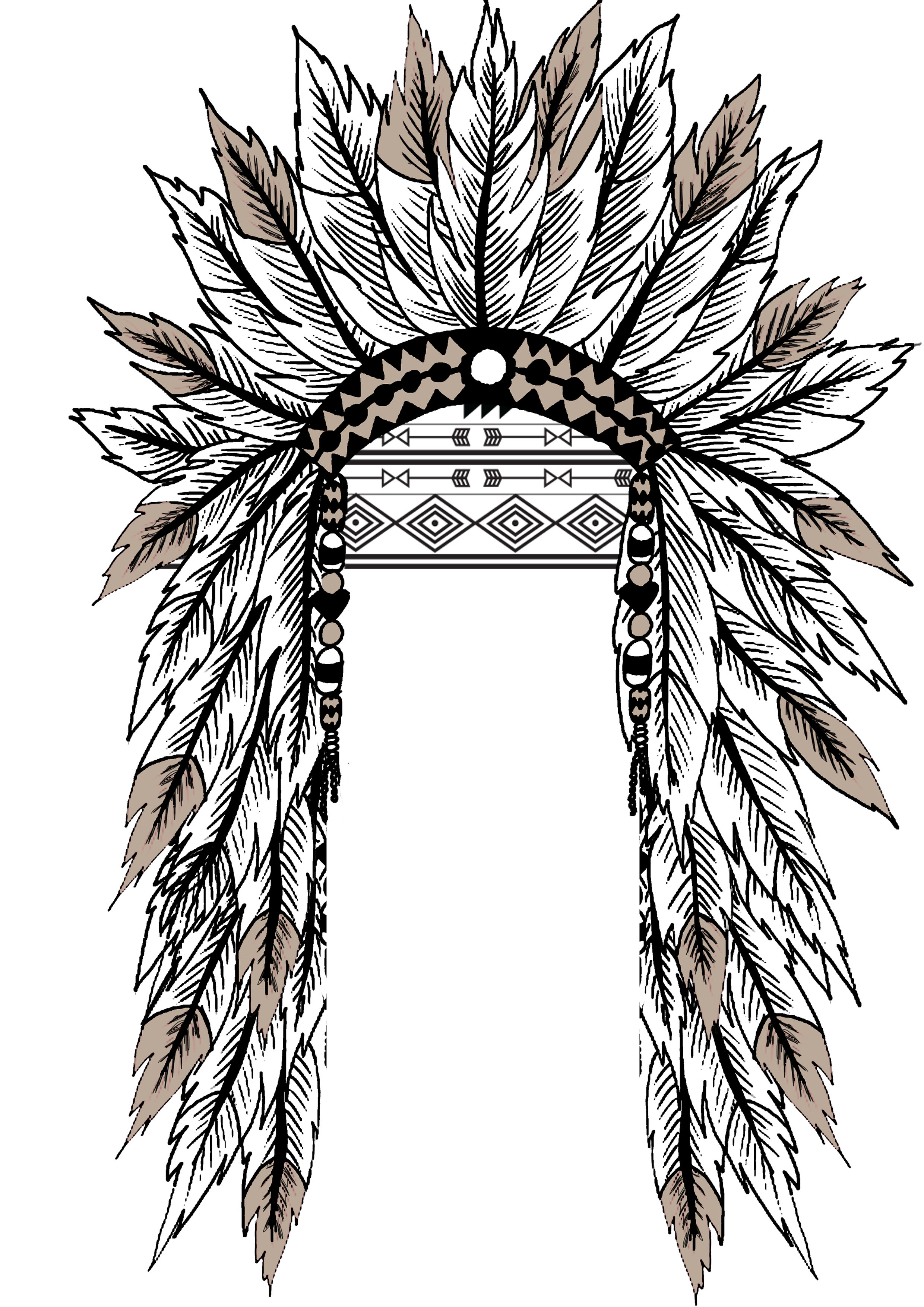 Indian Headdress Sketch at PaintingValley.com | Explore collection of ...