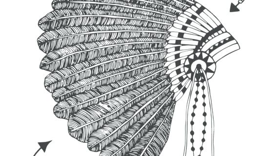 570x320 American Indian Chief Headdress Red Cloud Chief Graphite Pencil - Indian Headdress Sketch