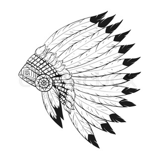 Indian Headdress Sketch at PaintingValley.com | Explore collection of ...