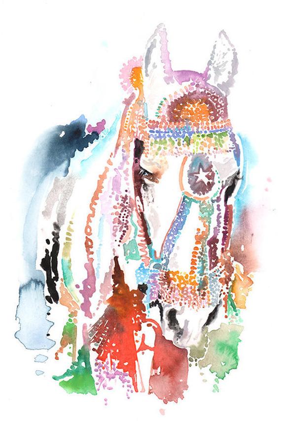 570x855 Indian Horse Print. Indian Horse Painting Horse Indian Etsy - Indian Horse Sketch