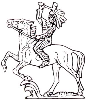 305x346 Pa208 Indian Riding Horse With Tomahawk - Indian Horse Sketch