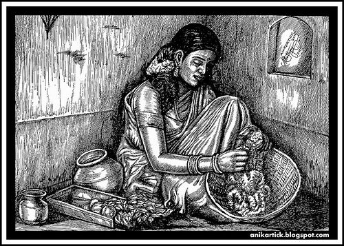 500x357 Indian Art,indian Artist,indian Traditional Drawings,indian Girls - Indian Sketches Art