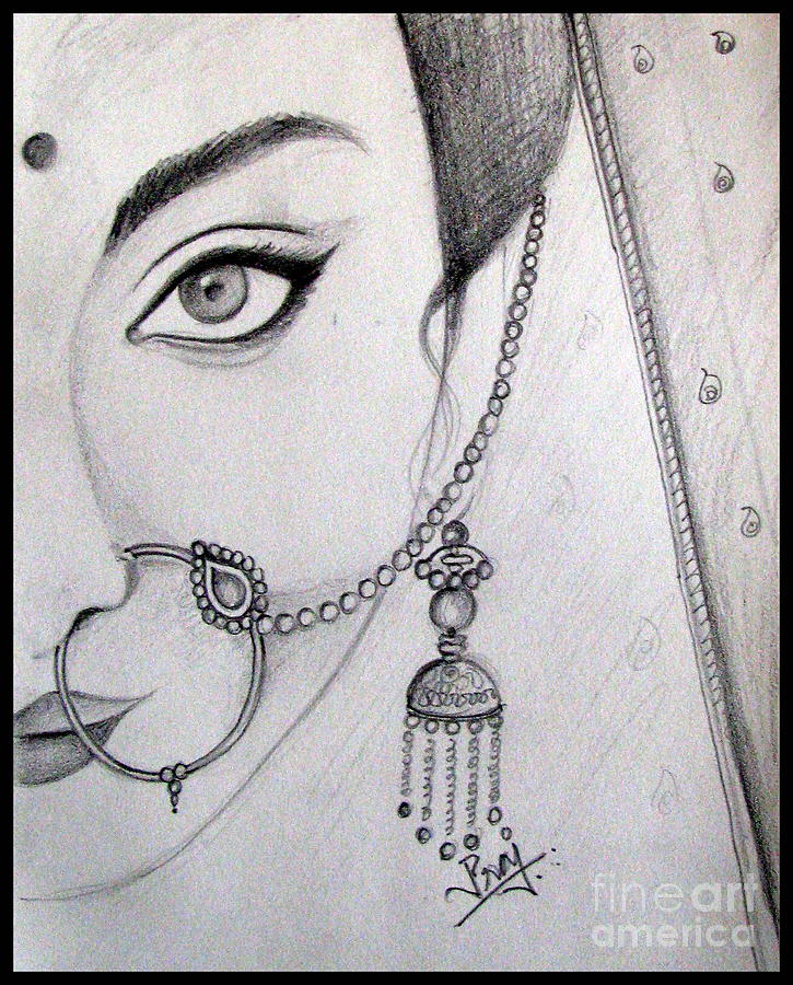 725x900 Indian Bride Drawing By Prajakta P - Indian Sketches Art