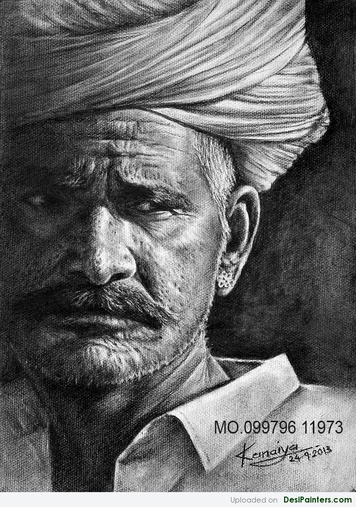 718x1022 Charcoal Sketch Of A Man By Kanaiya Art - Indian Sketches Art