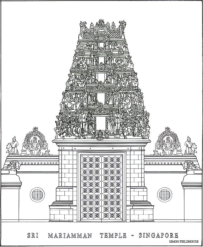 709x862 Hindu Temple Drawing - Indian Temple Sketch