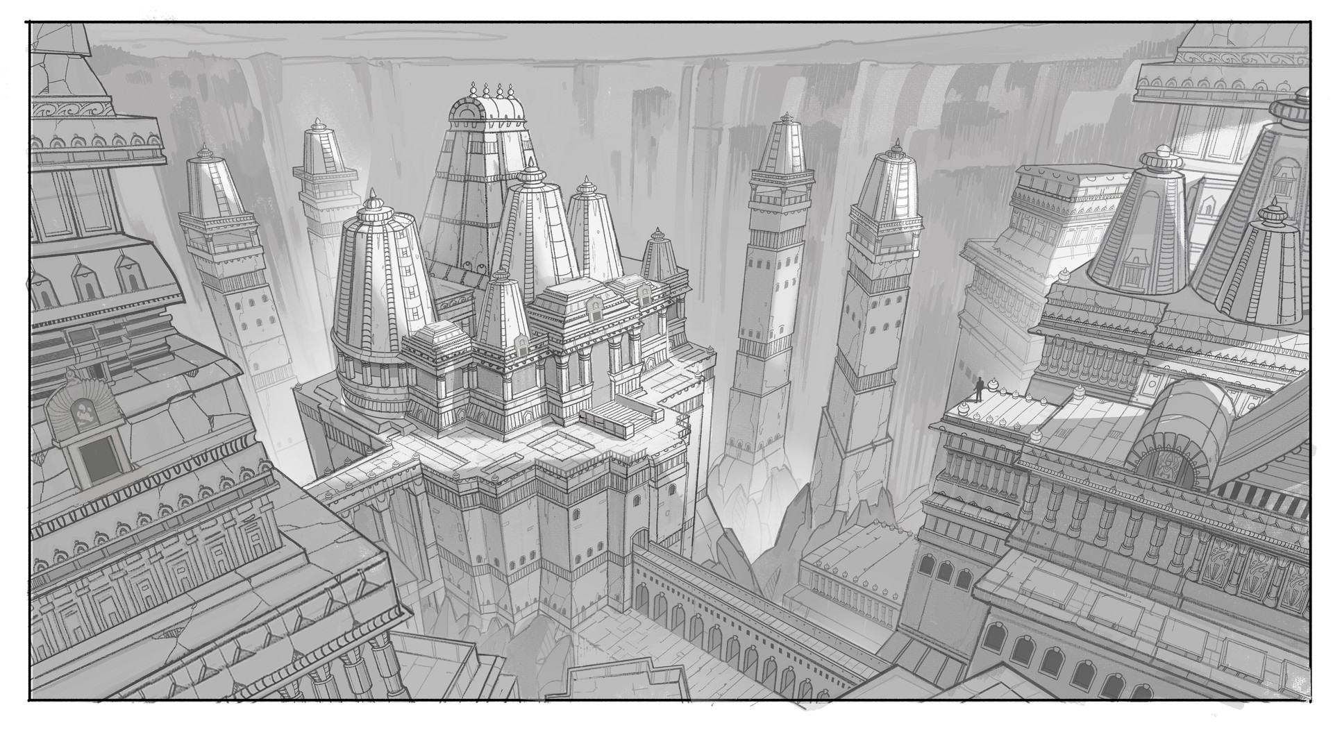 1920x1052 Harshanand Singh - Indian Temple Sketch