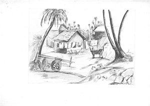 300x212 Indian Village Drawings - Indian Village Sketch