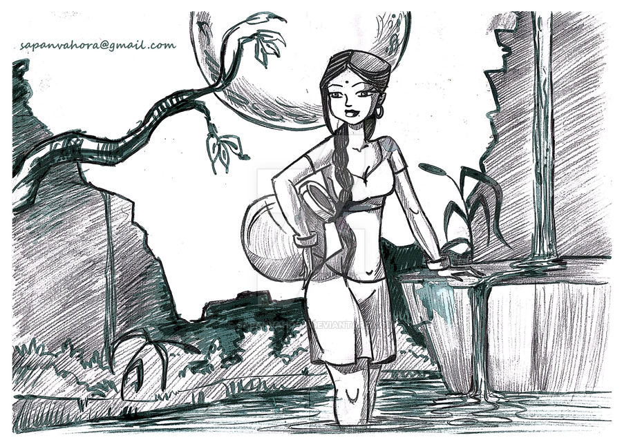 900x640 Indian Village Girl.. By Sapanvahora - Indian Village Sketch