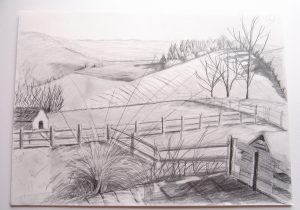 300x210 Pencil Drawings Of Indian Village Village Scenery Pencil Sketch - Indian Village Sketch