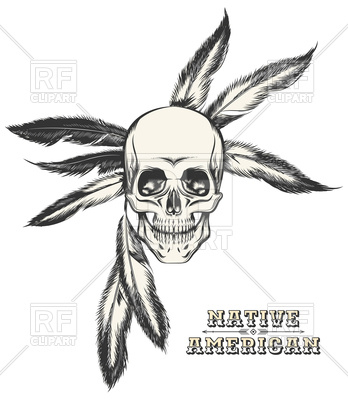 348x400 Indian Warrior Skull Vector Image Vector Artwork Of Design - Indian Warrior Sketch
