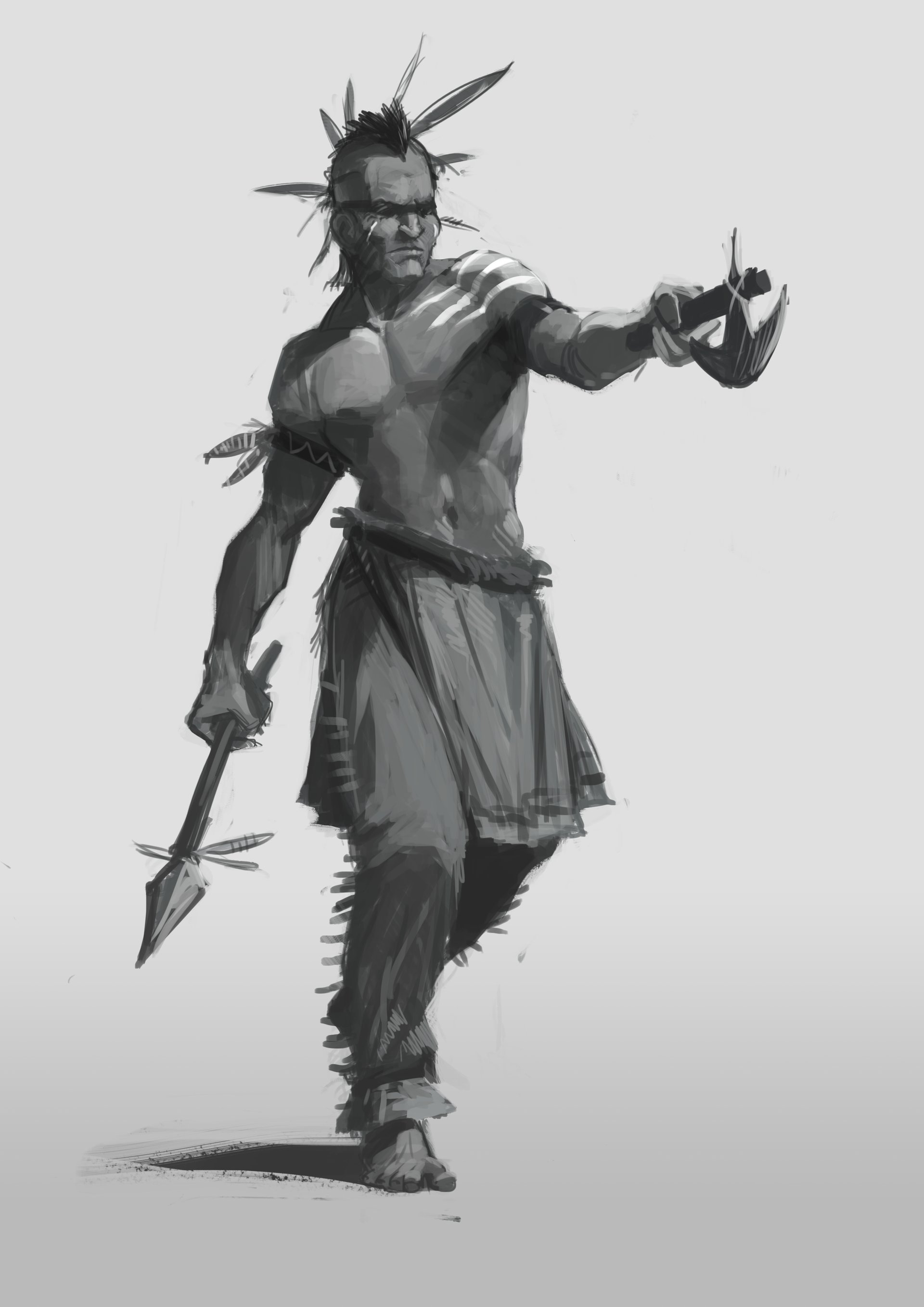 1920x2716 Kevin Darnis - Indian Warrior Sketch