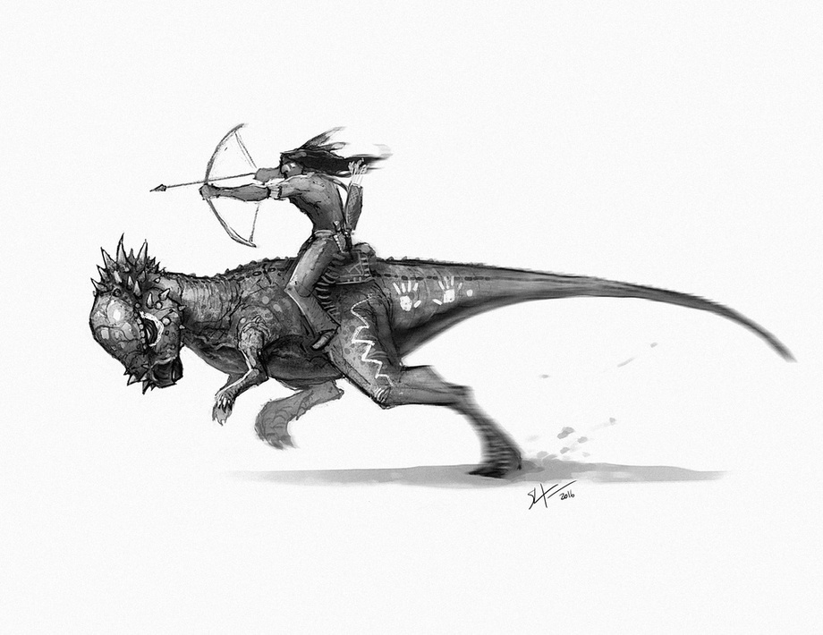 920x710 Pachycephalosaurus Indian Warrior, An Art Print By Shaun Keenan - Indian Warrior Sketch