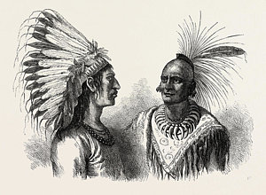300x220 Red Indian Warriors, Us, Usa Drawing By American School - Indian Warrior Sketch