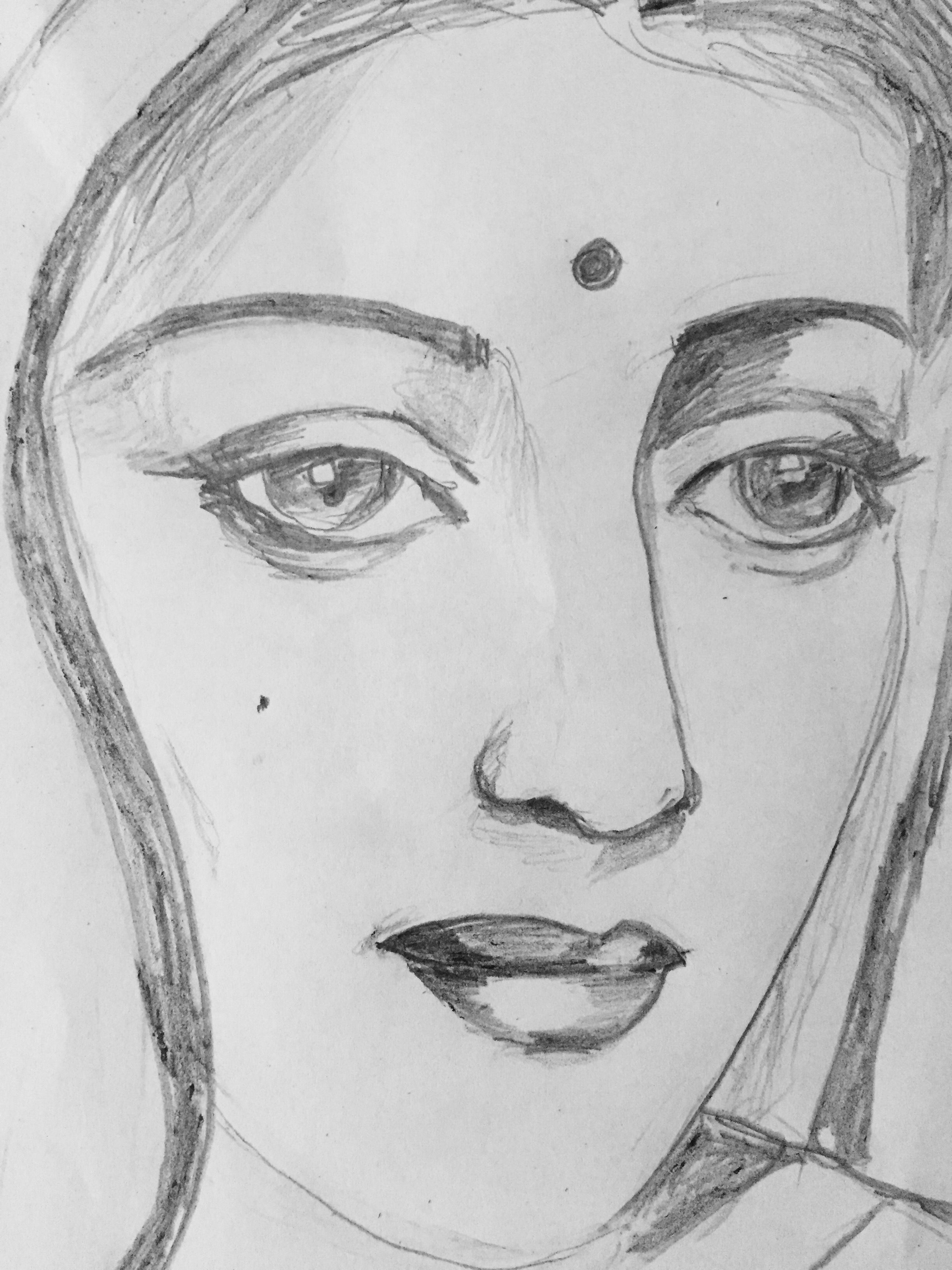 Indian Woman Sketch at PaintingValley.com | Explore collection of ...