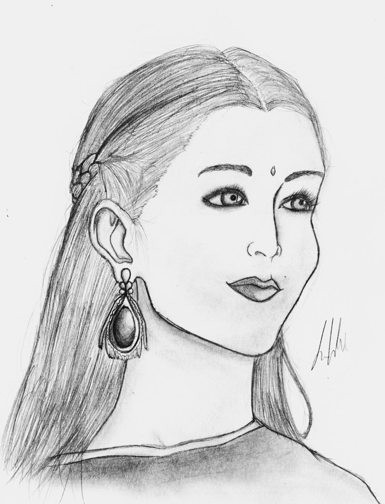 Indian Woman Sketch at PaintingValley.com | Explore collection of ...