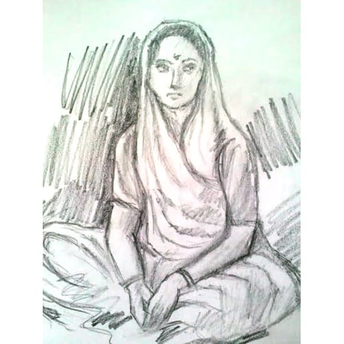 Indian Woman Sketch at PaintingValley.com | Explore collection of ...