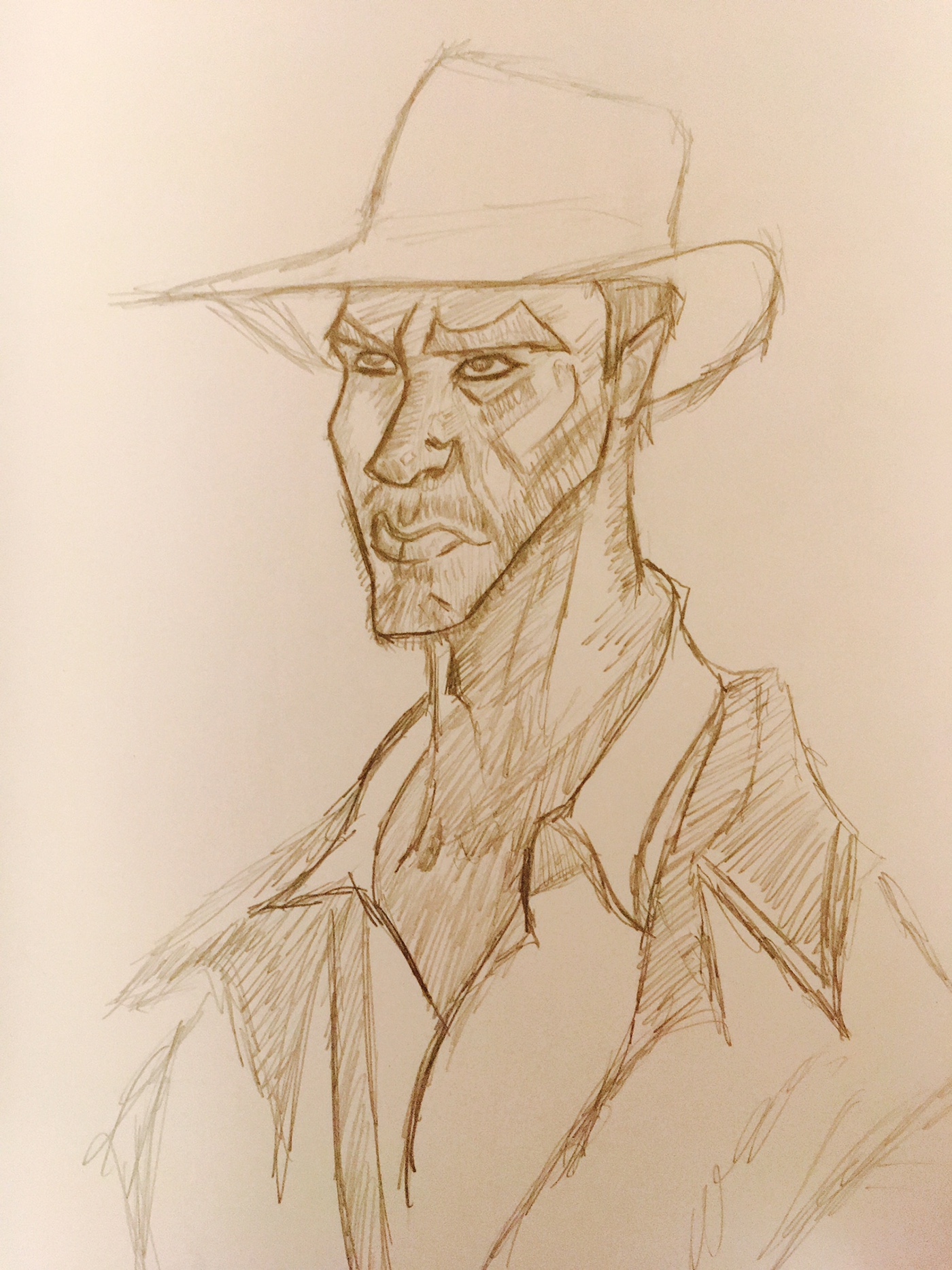 1400x1867 Indiana Jones Sketch On Behance - Indiana Jones Sketch