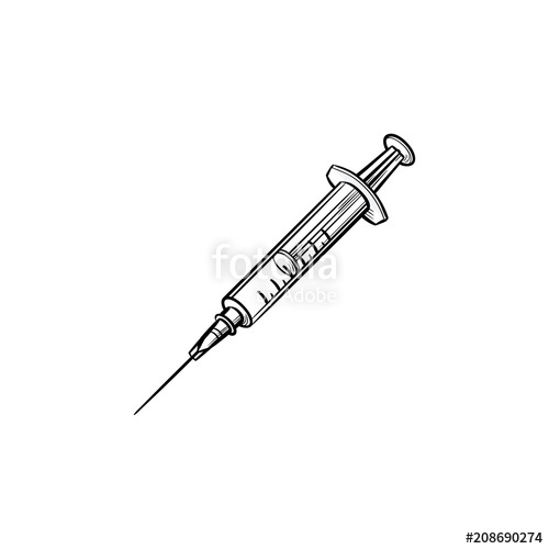 500x500 Syringe Hand Drawn Outline Doodle Icon. Medical Injection Syringe - Injection Sketch