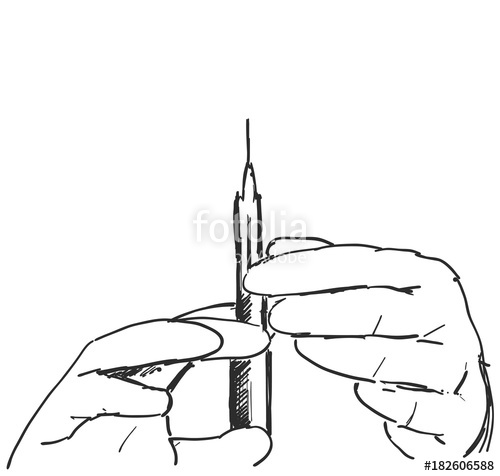 500x476 Doodle Hand Drawn Sketch Syringe In Hand For Injection Stock - Injection Sketch