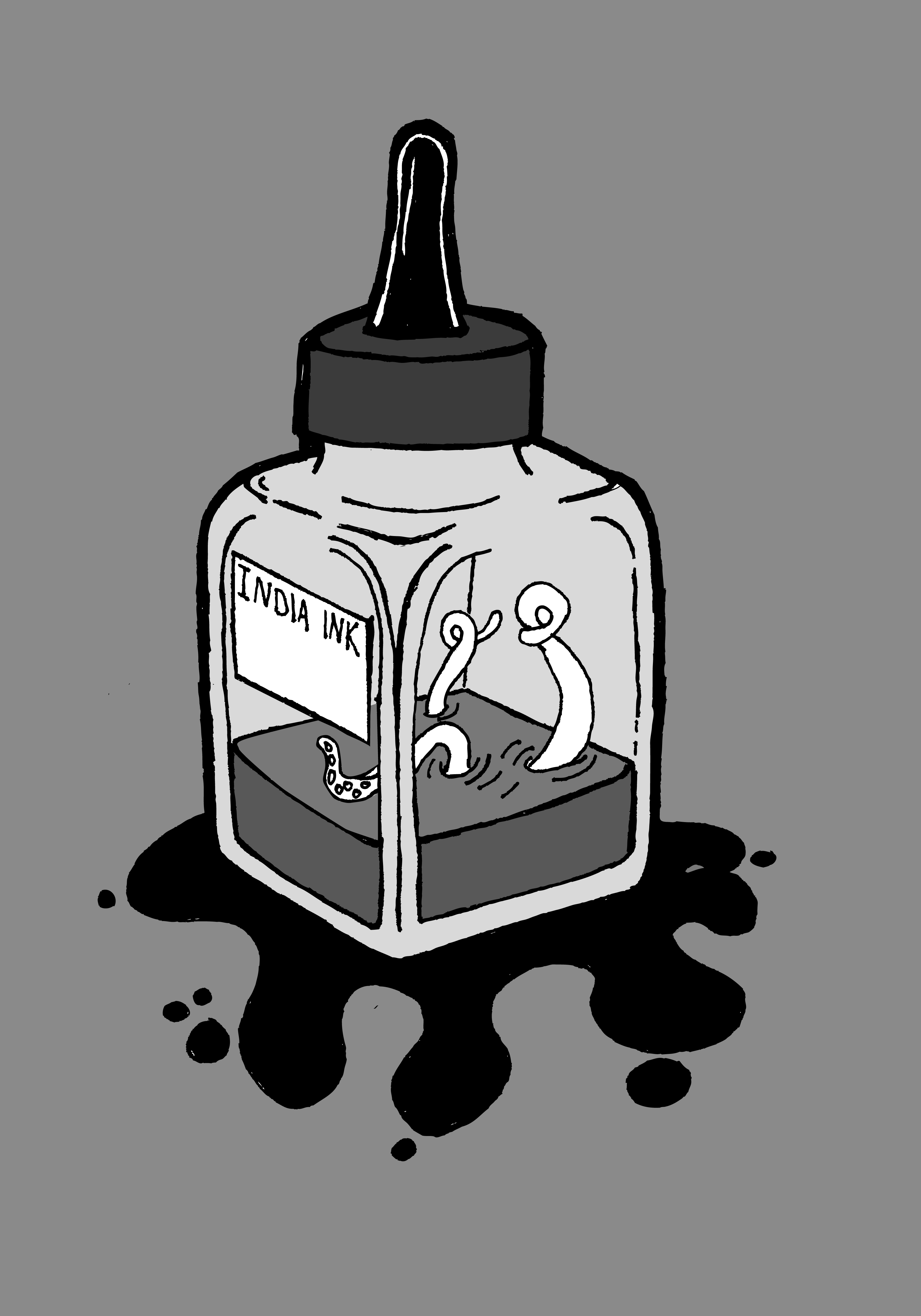 3501x5001 Ink Bottle Lllustration One Day. One Sketch. - Ink Bottle Sketch