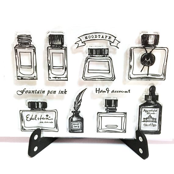 570x570 Ink And Pen Stamp Quill Clear Transparent Stamp Vintage Ink Etsy - Ink Bottle Sketch